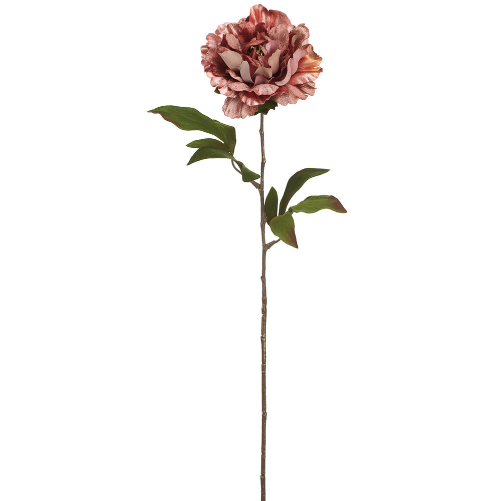 26" Shimmer Velvet Artificial Peony Flower Stem -Mauve (pack of 12) - XFS339-MV