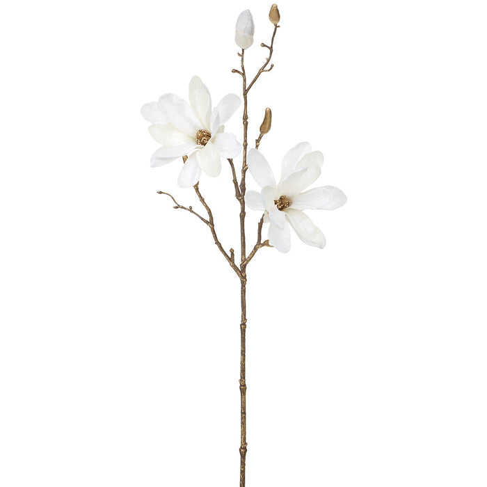 26" Shimmer Velvet Artificial Magnolia Flower Stem -Cream (Pack of 12) - XFS342-CR
