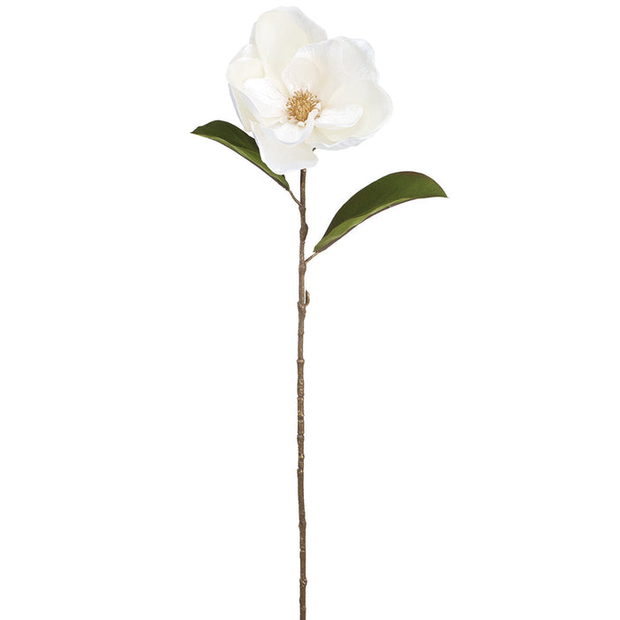29" Shimmer Velvet Artificial Magnolia Flower Stem -Cream (Pack of 12) - XFS344-CR
