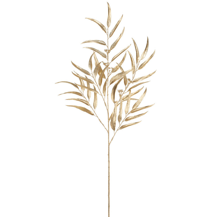 45" Metallic Artificial Eucalyptus Leaf Stem -Gold (Pack of 6) - XFS355-GO