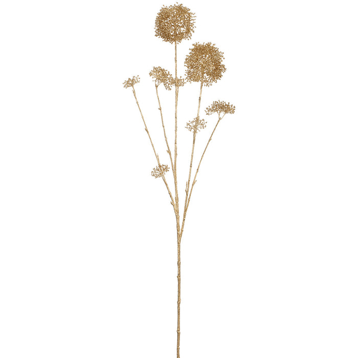 35" Metallic Artificial Skimmia Flower Stem -Gold (Pack of 6) - XFS361-GO