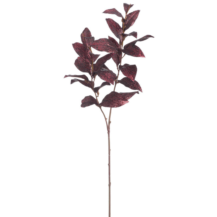 29" Metallic Artificial Osmanthus Fragrans Leaf Stem -Burgundy (Pack of 12) - XFS366-BU