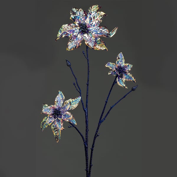 26.4" Artificial Poinsettia Flower Stem -Lavender/Iridescent (pack of 12) - XFS393-LV/IR
