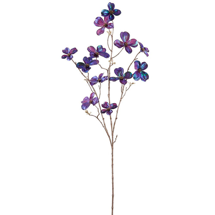 39" Iridescent Artificial Dogwood Blossom Flower Stem -Peacock (Pack of 6) - XFS398-PC