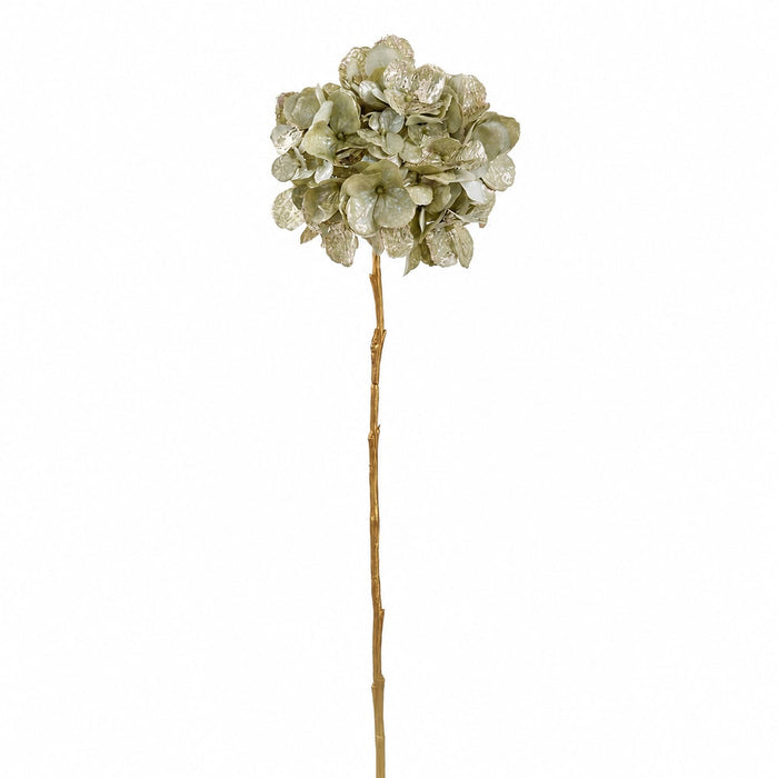 26.5" Metallic Artificial Lace Hydrangea Flower Stem -Green (Pack of 12) - XFS413-GR