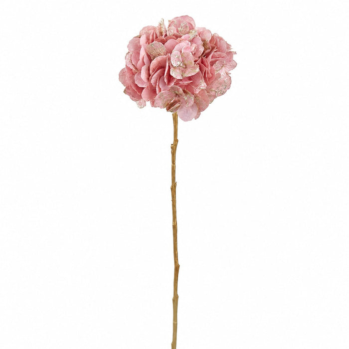 26.5" Metallic Artificial Lace Hydrangea Flower Stem -Pink (Pack of 12) - XFS413-PK