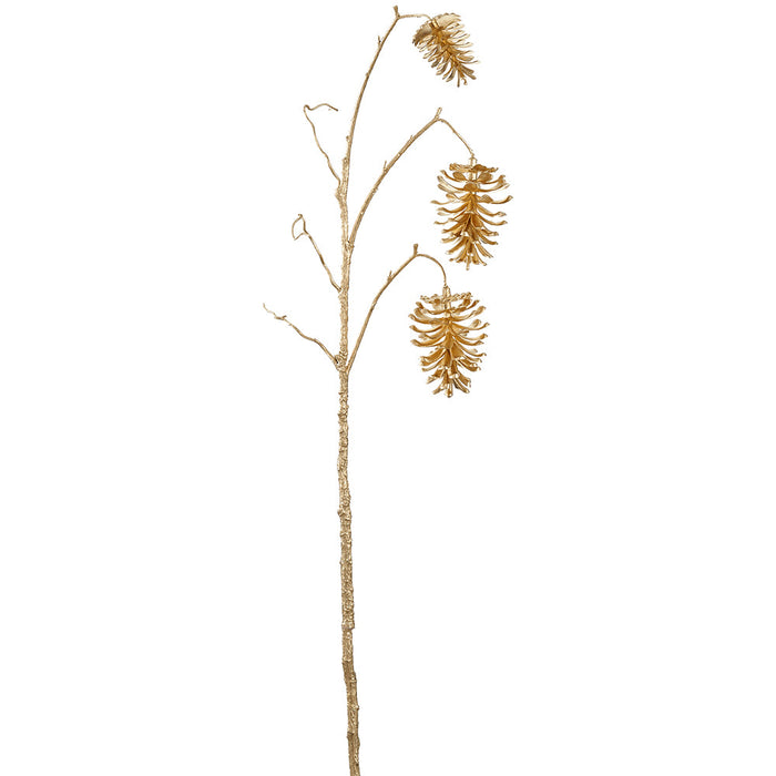 46.1" Metallic Artificial Pinecone Stem -Gold (Pack of 6) - XFS454-GO