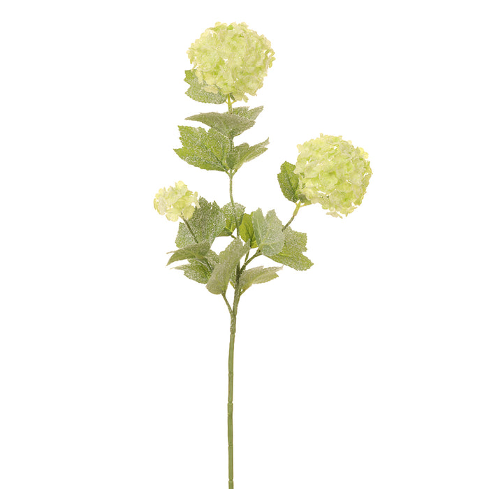 24" Snowed Artificial Snowball Flower Stem -Light Green (pack of 12) - XFS462-GR/LT