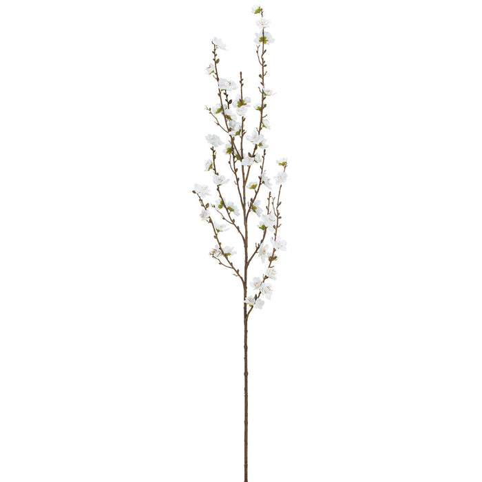 53" Velvet Artificial Plum Blossom Flower Stem -White (Pack of 12) - XFS487-WH