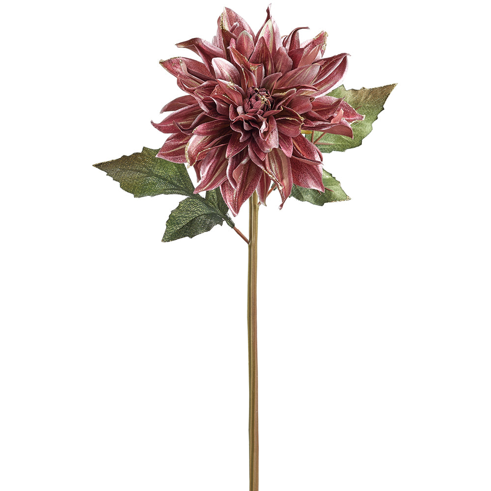 24" Glittered Metallic Artificial Dahlia Flower Stem -Mauve/Burgundy (pack of 12) - XFS495-MV/BU