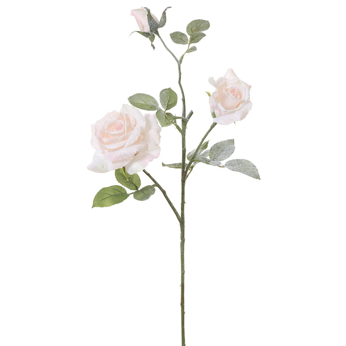 29.5" Snowed Artificial Rose Flower Stem -Pink (pack of 12) - XFS548-PK
