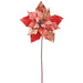 38" Metallic Velvet Artificial Poinsettia Flower Stem -Coral (Pack of 12) - XFS570-CO