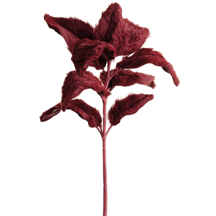 17" Fur Artificial Lamb's Ear Leaf Stem -Burgundy (Pack of 12) - XFS592-BU