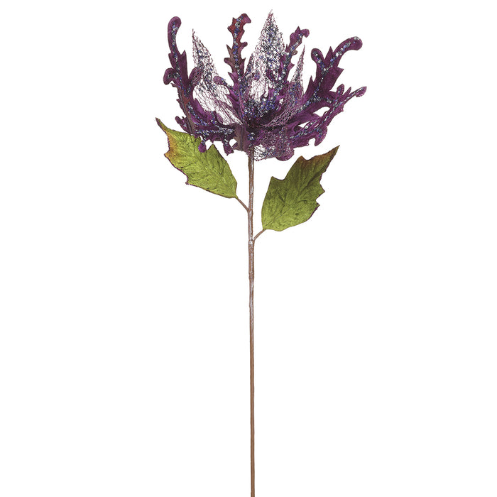 27" Sequin Artificial Poinsettia Flower Stem -Purple (pack of 12) - XFS600-PU