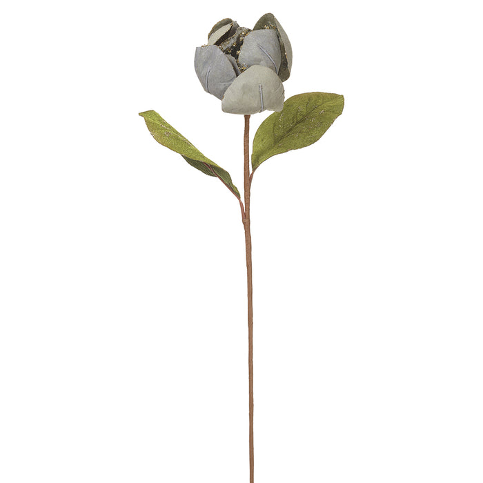 30.5" Sequin Artificial Magnolia Flower Stem -Teal/Gold (pack of 12) - XFS607-TL/GO