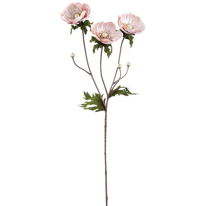 29" Lux Velvet Artificial Anemone Flower Stem -Blush (Pack of 12) - XFS619-BS