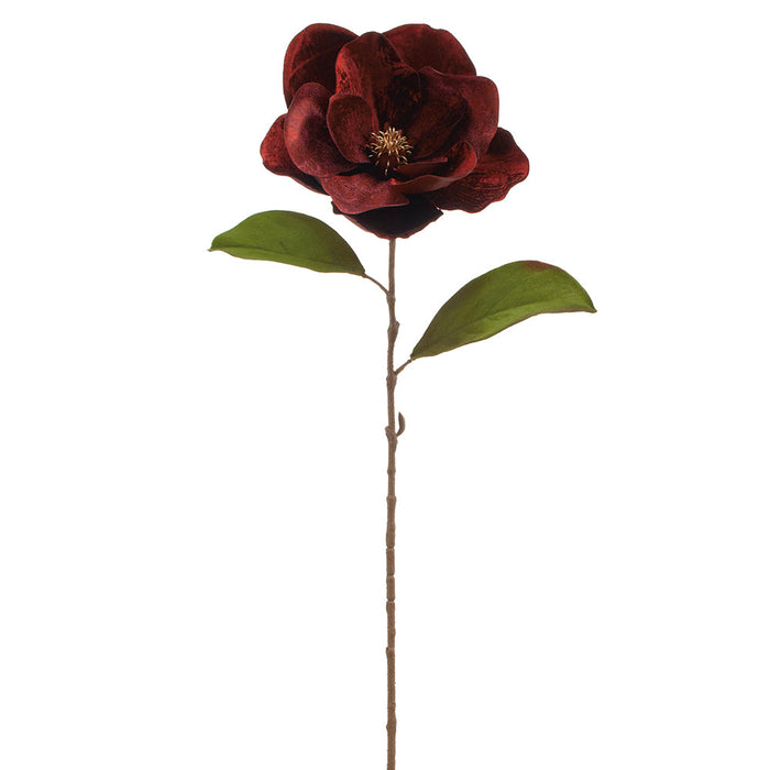 29" Lux Velvet Artificial Magnolia Flower Stem -Plum (Pack of 12) - XFS620-PL