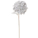 24" Glittered Silk Hydrangea Flower Stem -White/Silver (pack of 12) - XFS622-WH/SI