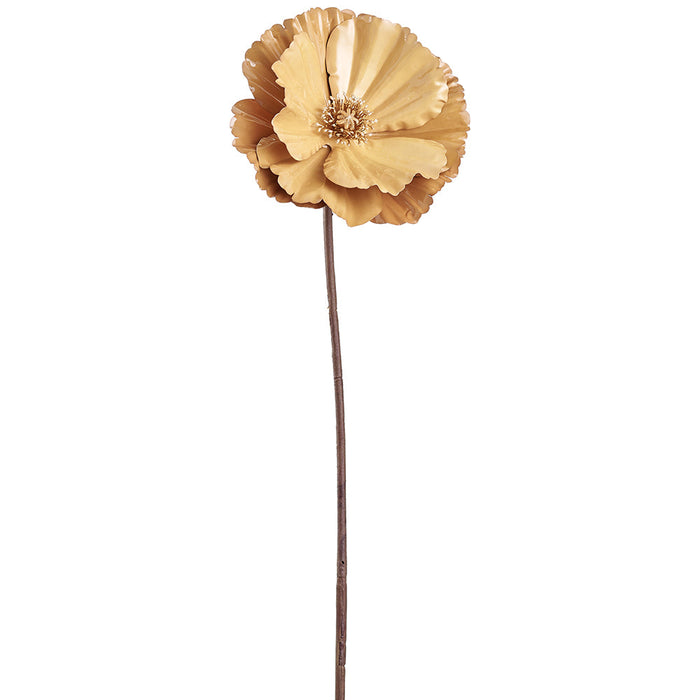 26" Porcelain Look Artificial Poppy Flower Stem -Gold (Pack of 12) - XFS626-GO