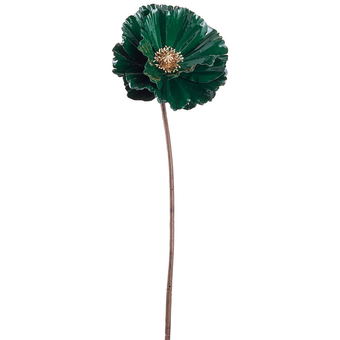 26" Porcelain Look Artificial Poppy Flower Stem -Green (Pack of 12) - XFS626-GR