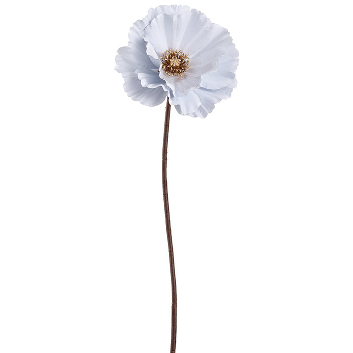 26" Porcelain Look Artificial Poppy Flower Stem -White (Pack of 12) - XFS626-WH