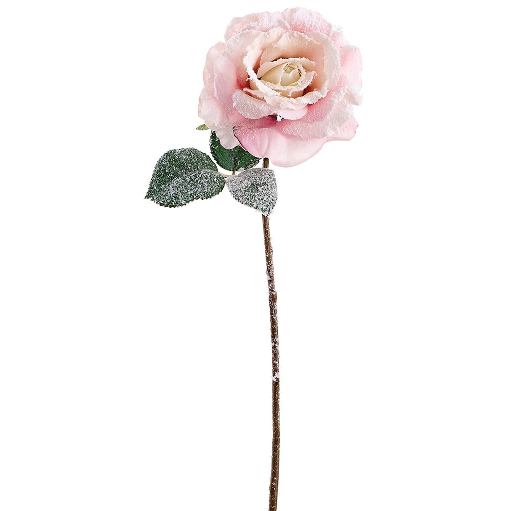22" Flocked Artificial Rose Flower Stem -Pink (Pack of 12) - XFS632-PK