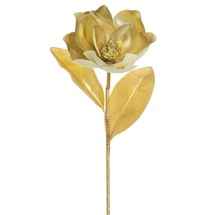31" Metallic Artificial Magnolia Flower Stem -Champagne (pack of 12) - XFS634-CN