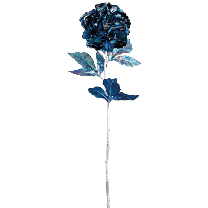 27" Pearlized Silk Peony Flower Stem -Blue/Peacock (Pack of 12) - XFS641-BL/PC