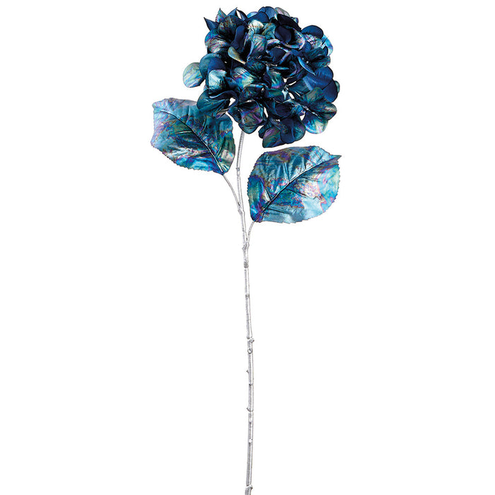 27" Pearlized Silk Hydrangea Flower Stem -Blue/Peacock (Pack of 12) - XFS642-BL/PC