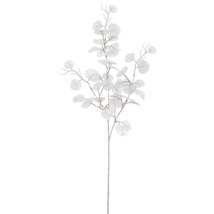 38" Pearlized Silk Eucalyptus Leaf Stem -White (Pack of 12) - XFS645-WH