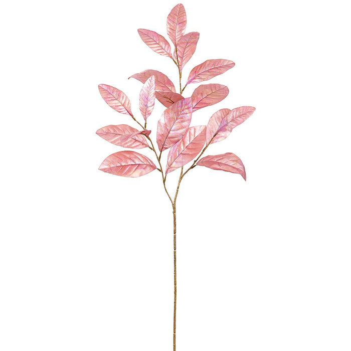 38" Pearlized Silk Magnolia Leaf Stem -Pink (Pack of 12) - XFS646-PK