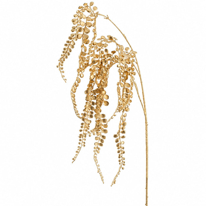 47" Hanging Metallic Button Fern Leaf Artificial Stem -Gold (Pack of 12) - XFS680-GO