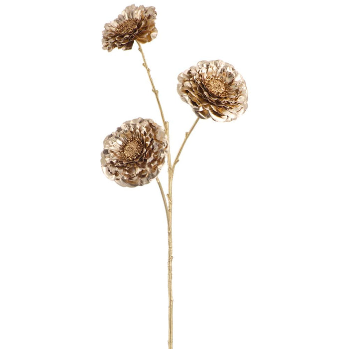 28" Metallic Artificial Mum Flower Stem -Champagne (Pack of 12) - XFS687-CN