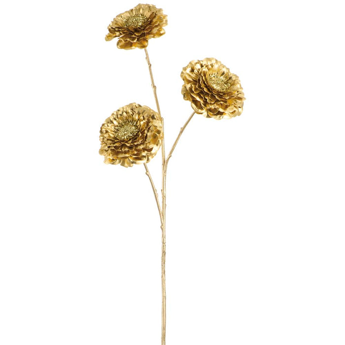 28" Metallic Artificial Mum Flower Stem -Gold (Pack of 12) - XFS687-GO