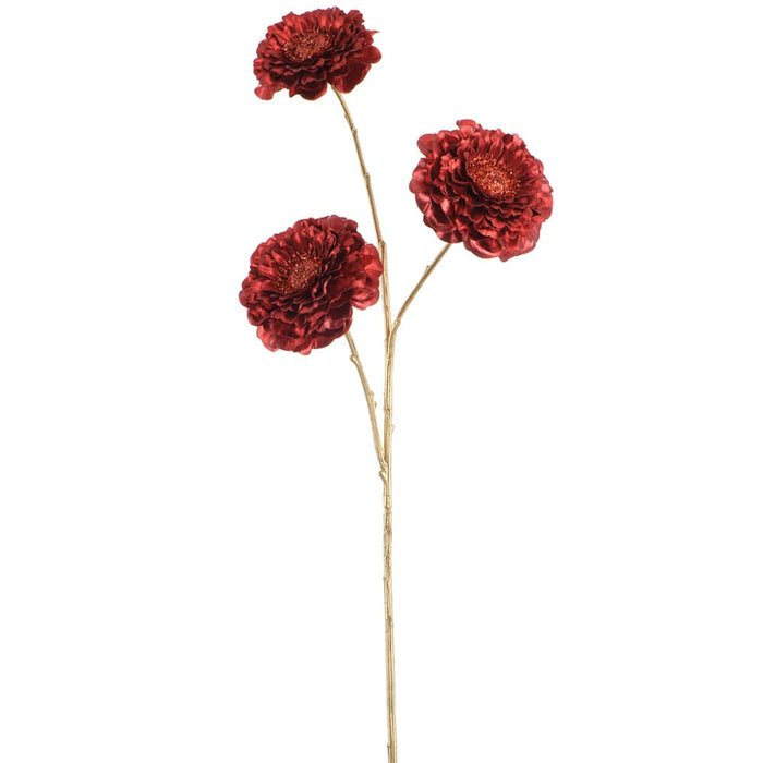 28" Metallic Artificial Mum Flower Stem -Red (Pack of 12) - XFS687-RE