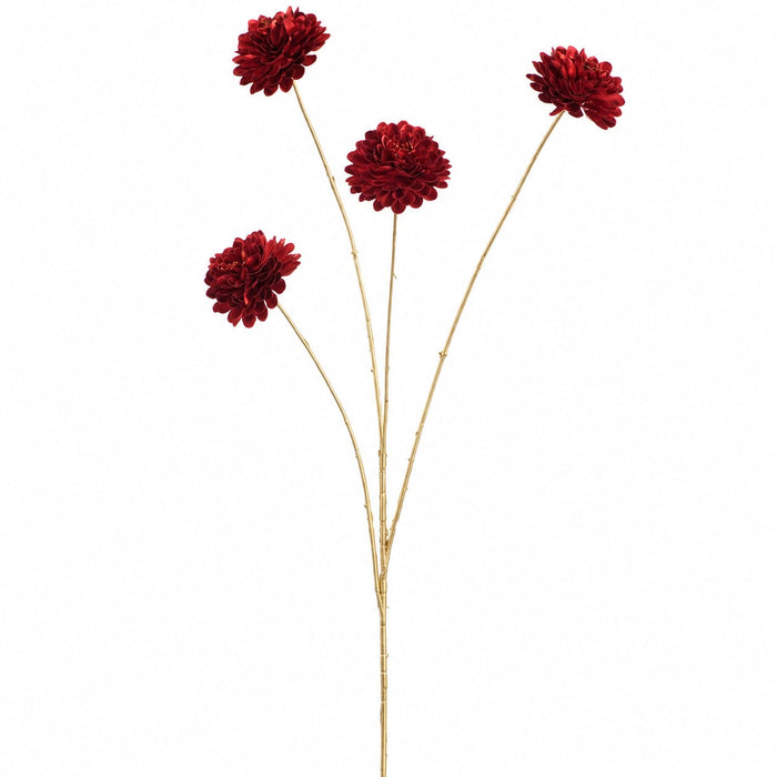 22.5" Metallic Artificial Mum Flower Stem -Red (Pack of 12) - XFS690-RE