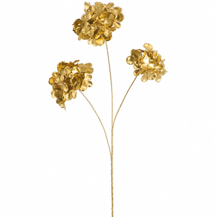 28.5" Metallic Artificial Hydrangea Flower Stem -Gold (Pack of 12) - XFS691-GO