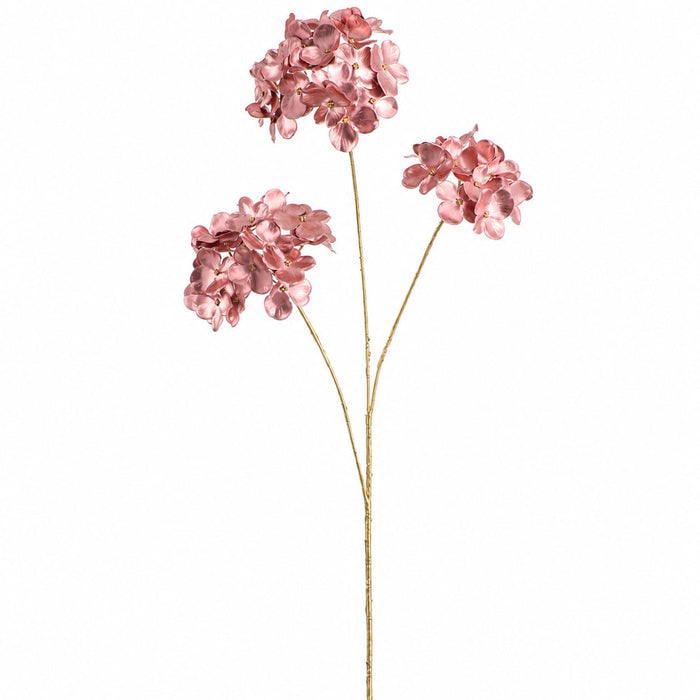 28.5" Metallic Artificial Hydrangea Flower Stem -Pink (Pack of 12) - XFS691-PK