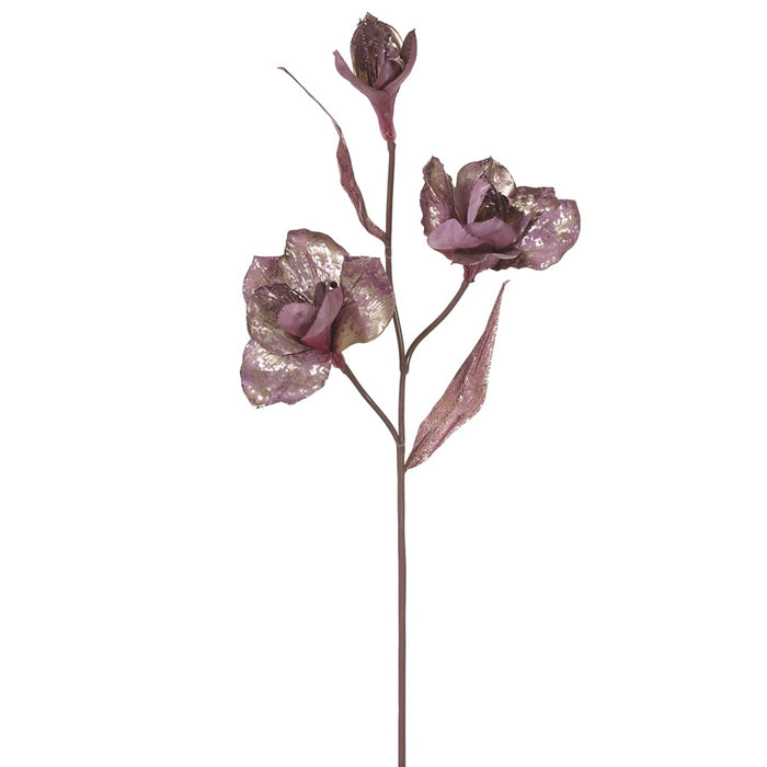 27.5" Glittered Silk Amaryllis Flower Stem -Purple (pack of 12) - XFS707-PU