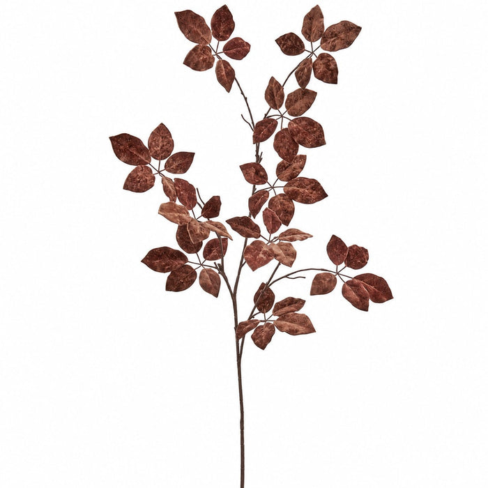 50" Velvet Schefflera Leaf Artificial Stem -Brown (Pack of 6) - XFS724-BR