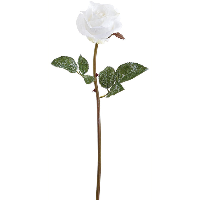 21.5" Glittered Artificial Rose Flower Stem -White (Pack of 12) - XFS735-WH