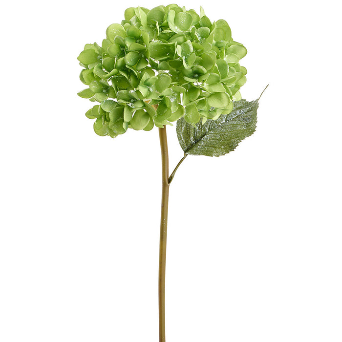 23" Glittered Artificial Hydrangea Flower Stem -Green (Pack of 12) - XFS736-GR