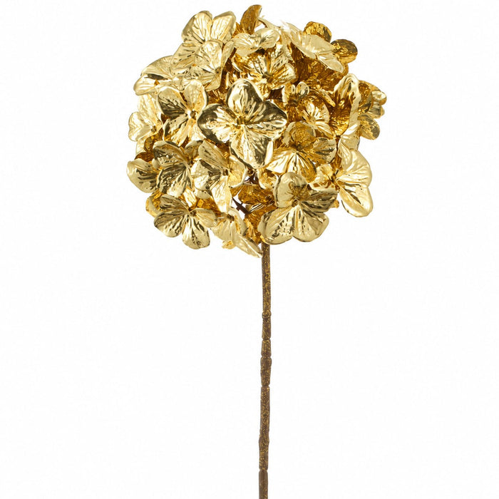 26" Metallic Artificial Hydrangea Flower Stem -Gold (Pack of 24) - XFS739-GO