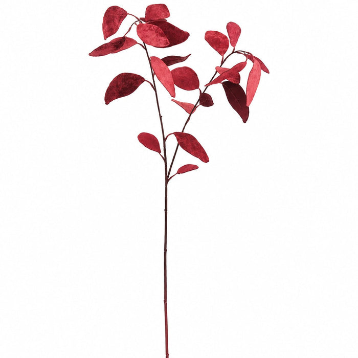 31" Velvet Eucalyptus Leaf Artificial Stem -Red (Pack of 12) - XFS772-RE