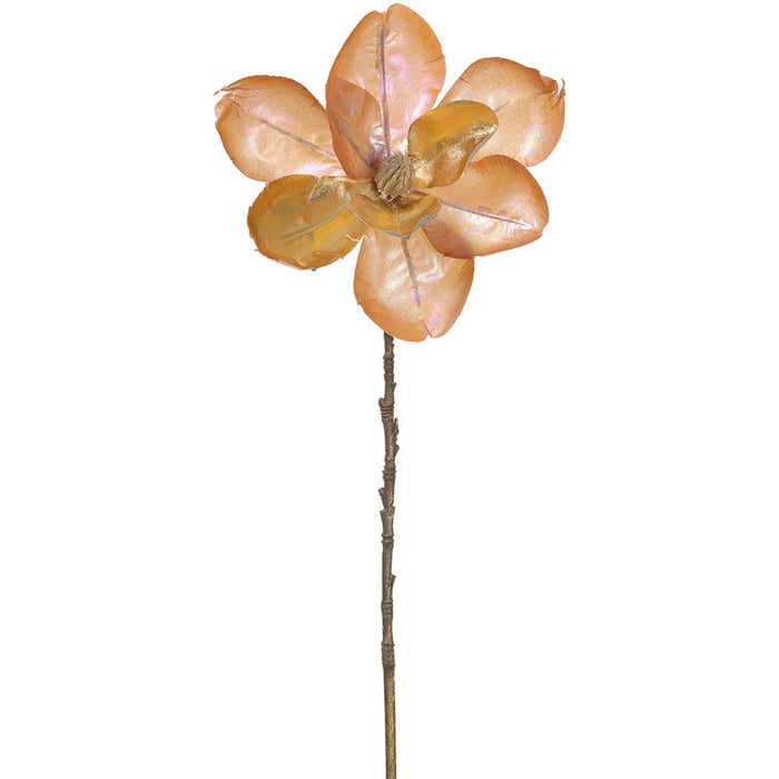 29.5" Metallic Artificial Magnolia Flower Stem -Rose Gold (Pack of 12) - XFS792-RO/GO