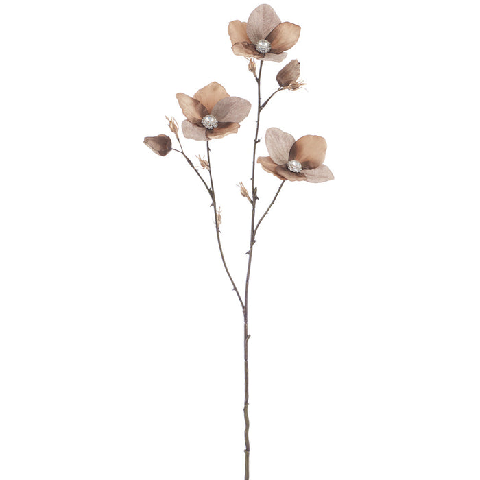31" Diamond Velvet Artificial Helleborus Flower Stem -Brown/Green (Pack of 12) - XFS796-BR/GR