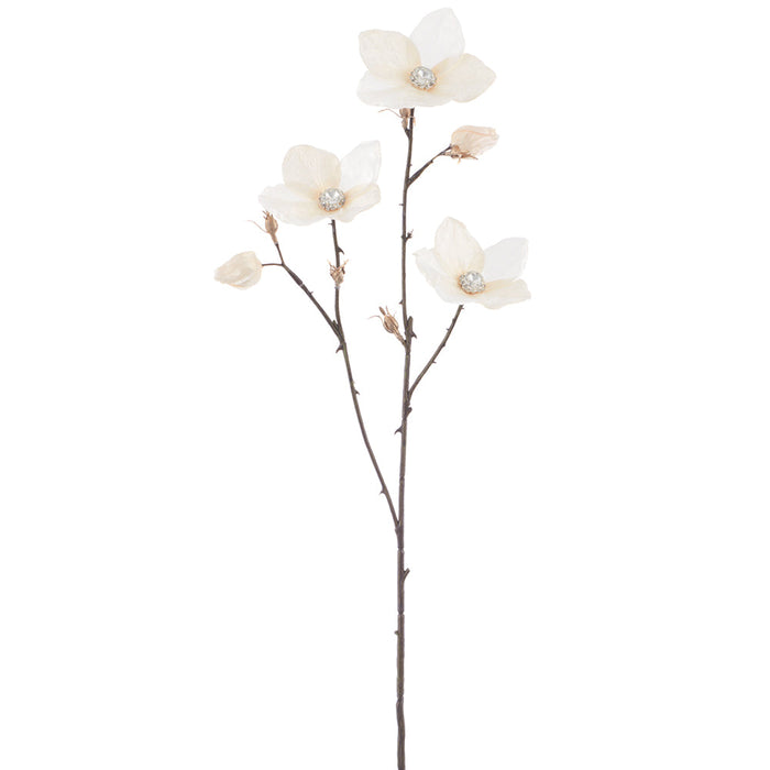 31" Diamond Velvet Artificial Helleborus Flower Stem -Cream (Pack of 12) - XFS796-CR