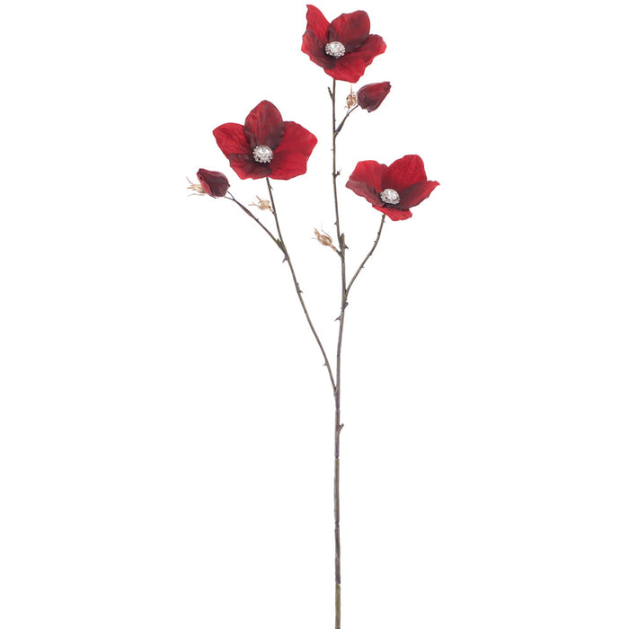 31" Diamond Velvet Artificial Helleborus Flower Stem -Red/Burgundy (Pack of 12) - XFS796-RE/BU