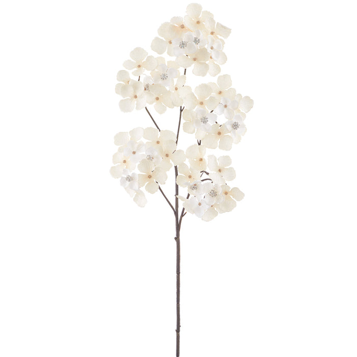 24" Diamond Velvet Artificial Hydrangea Flower Stem -Cream (Pack of 12) - XFS799-CR