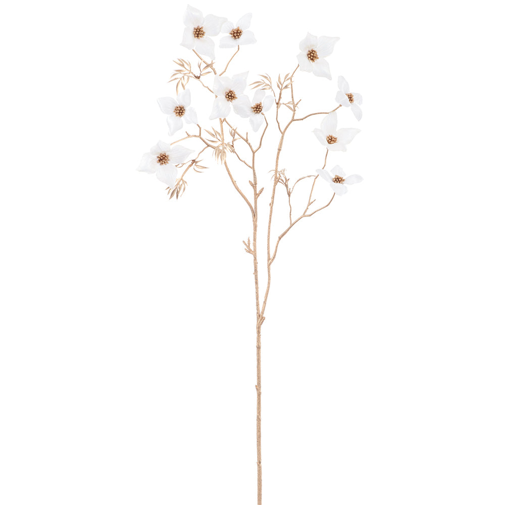27" Shimmer Artificial Dogwood Blossom Flower Stem -Cream (Pack of 12) - XFS831-CR